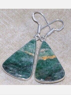 Green Aventurine Gemstone 925 Sterling Silver Handmade Drop Dangle Earrings